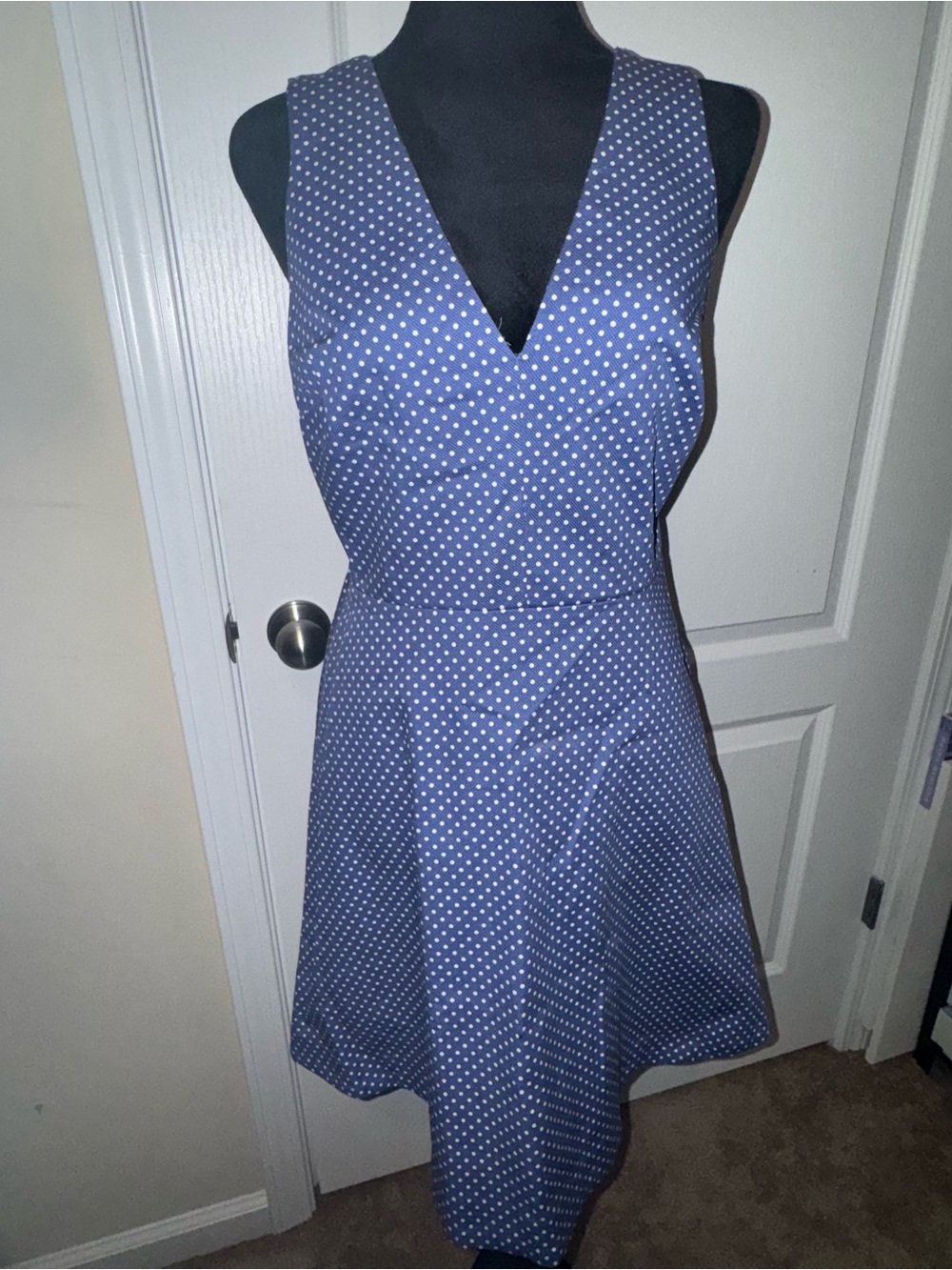 Victoria's Secret Navy Polka Dot V-Neck Midi Dress
